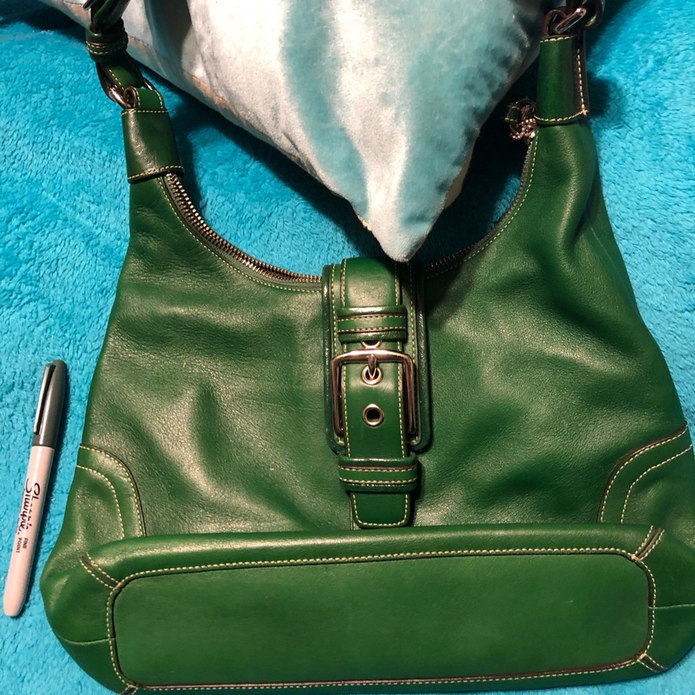 Authentic Green Leather Coach Purse